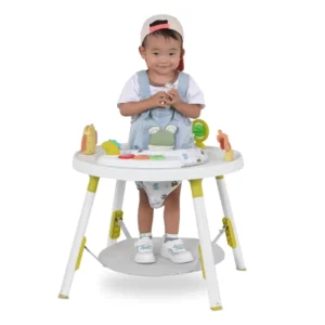 Eco Friendly Foldable 360 Rotating Seat Cushion with Plastic Frame and Dining Table Baby Walker