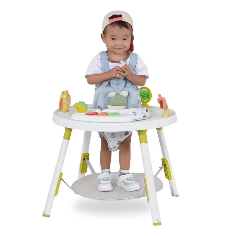 Eco Friendly Foldable 360 Rotating Seat Cushion with Plastic Frame and Dining Table Baby Walker