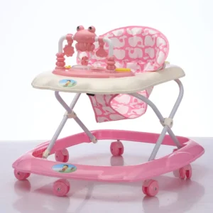 Eco Friendly Foldable Plastic Frame Household Toy Cartoon Pattern 7 Wheels Stable Design Baby Walkers with Music