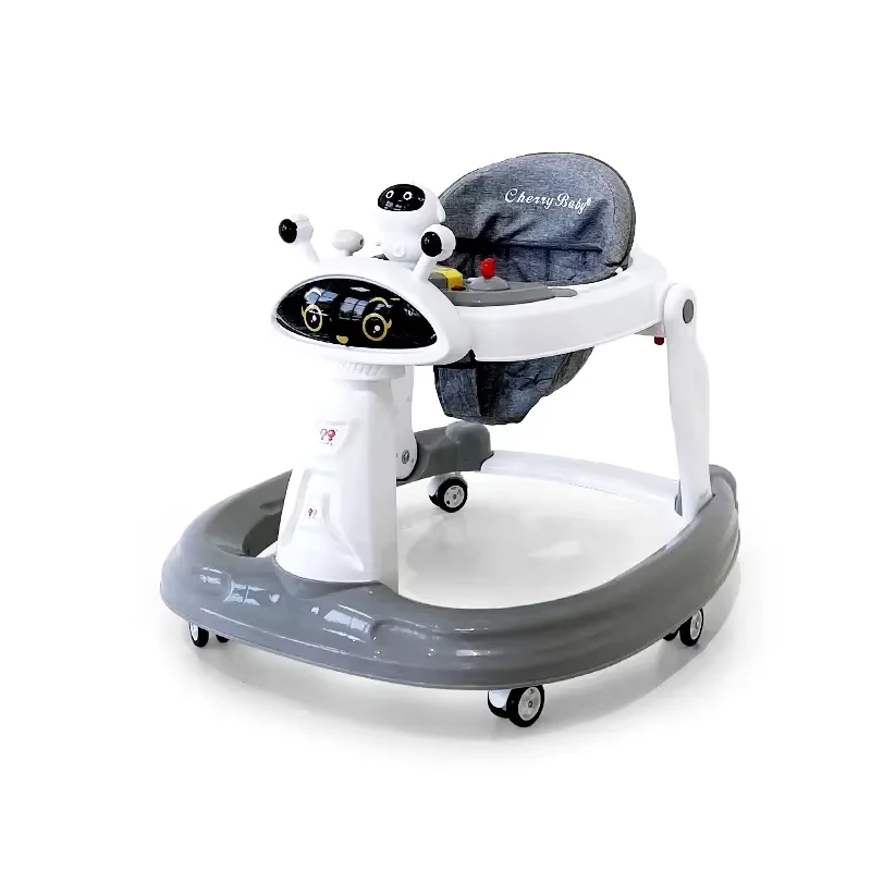 Educational Interactive Baby Walker Adjustable Height Jumping Walker Plastic Frame Foldable 20kg Load Capacity