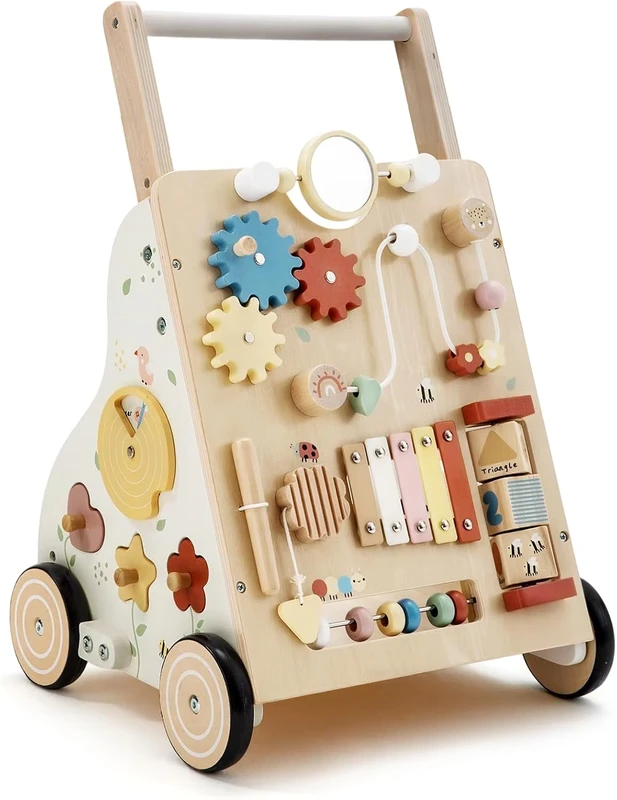 Educational Push Cart Toy New Design Safety Wooden Baby EN Certified With Blocks Learning