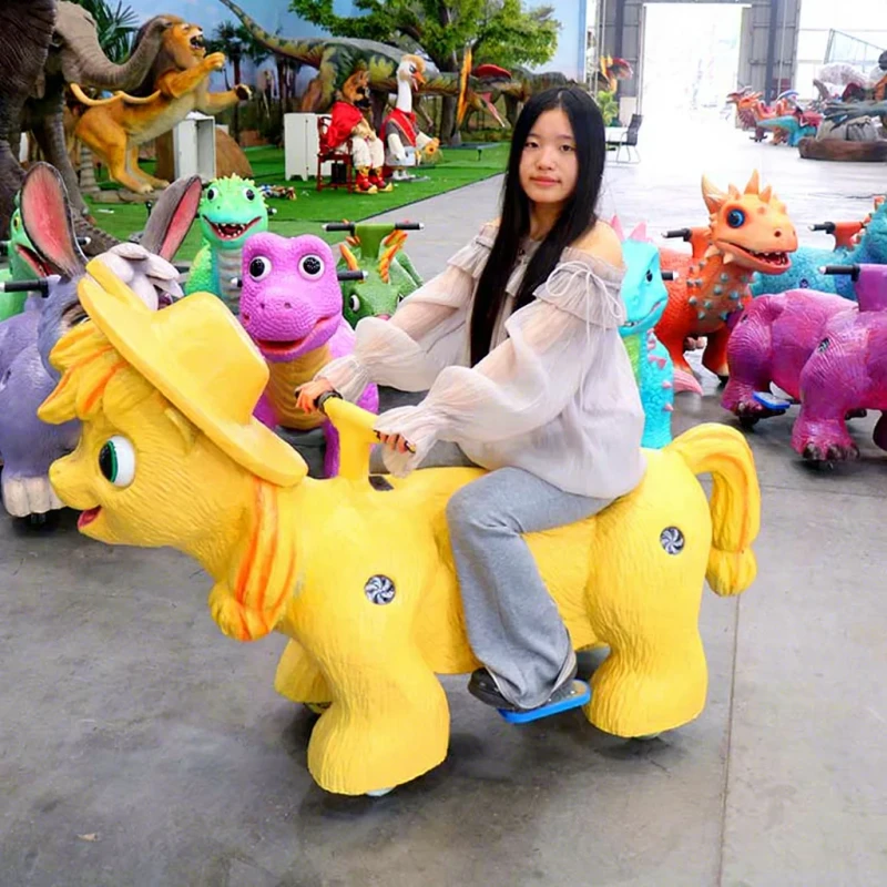 Electric Animated Animal Ride Vehicles Realistic Dinosaur Lion Elephant Rides for Kids Indoor Outdoor Shopping Mall