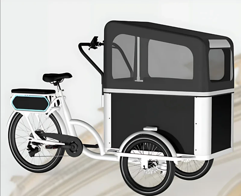 Electric Bakfiets Cargo Trike Steel Frame Lithium Battery Rear Hub Motor Kids Transport Delivery Use Factory Direct Supply