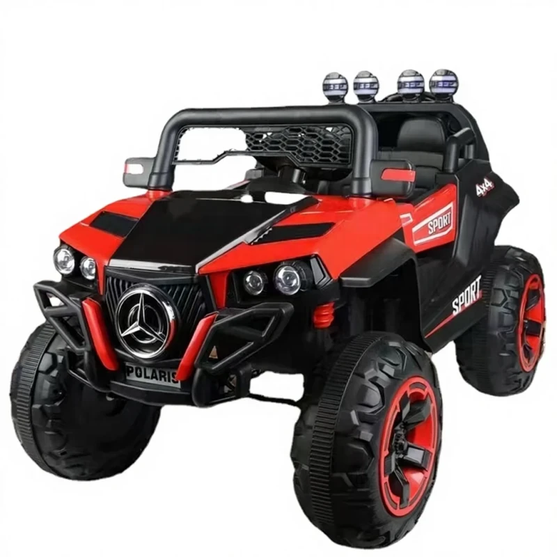 Electric Kids Cars with Remote Control 12v Ride-on Baby Car 2-13 Years Old Four Wheels Pedal Power Light Features Double Seat