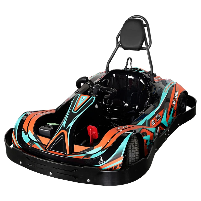 Electric Kids Commercial Go Kart with Remote Control and Safety Belt Plastic and Metal Construction for Indoor Outdoor Use