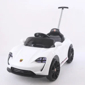 Electric Kids Ride-On Car with Open Doors Push Handle Remote Control Battery-Powered Plastic Construction