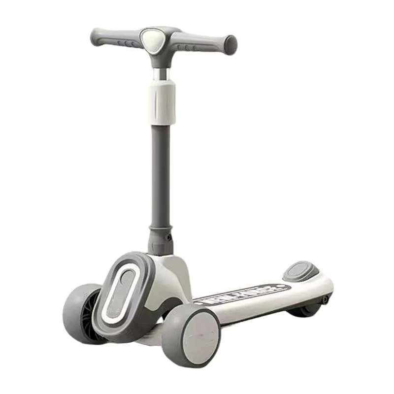 Electric Kids' Scooter with Adjustable Handlebar LED Light & Music Foldable & Portable Design Wide Wheels for Boys and Girls