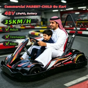 Electric Parent Child Go Kart Dual 350W Hub Motor Adjustable Seats 10 23 35KM/H Speed OEM ODM Customizable 48V Lithium Battery