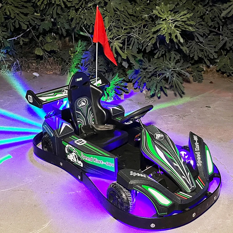 Electric Plastic Indoor Outer Racing Drift Go Kart with Cool Lights for Adult Kids Rides