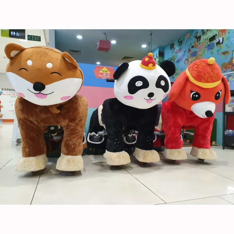 Electric Ride On Animal Toy Coin Operated Battery Montable Electrico Kids Plush Electronic Walking Animal Ride