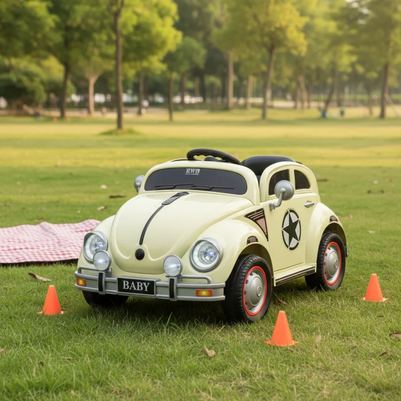 Electric Ride-On Car for Kids with 2.4G Remote Control Plastic Battery Powered Two-Wheel Drive Music & Lighting Ages 2-7 Unisex