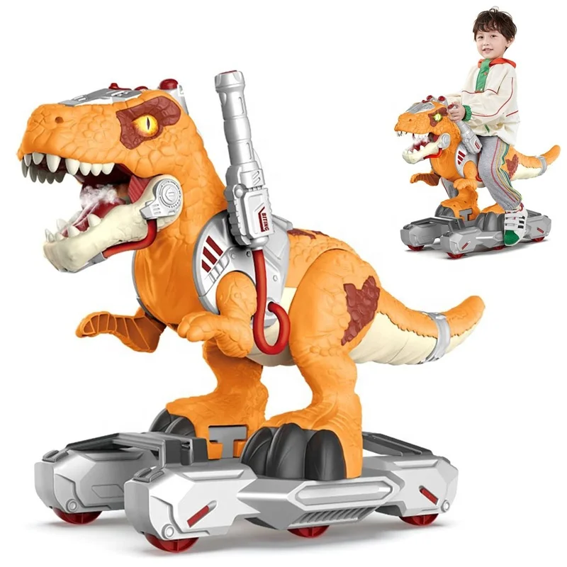 Electric Roaring Smoke Dinosaur Scooter with Music and Light