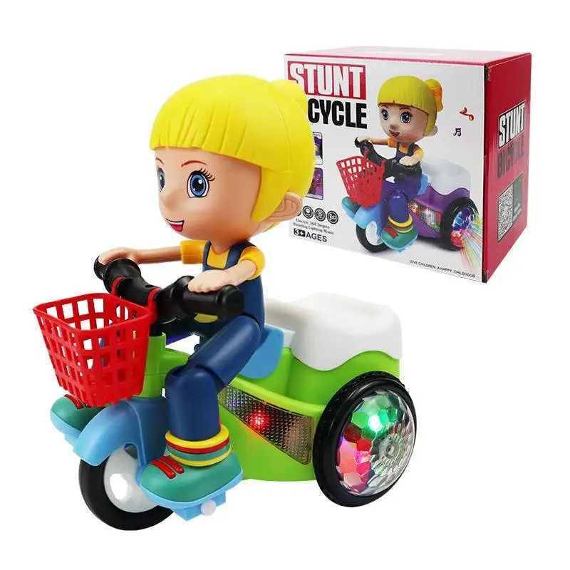 Electric Stunt Tricycle Toy for Kids 360 Degree Rotating Drift Trike with LED Lights Music Interactive Toy for Kids Gift