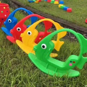Environmental Protection Materials Goldfish Animal Rocking Horse Kids Plastic Indoor Two Seats Seesaw