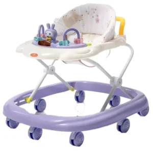 Ergonomic Plastic Frame Baby Walker with Rocker Mode Music Panel Height-Adjustable Seat Foldable Design 10KG Load Capacity