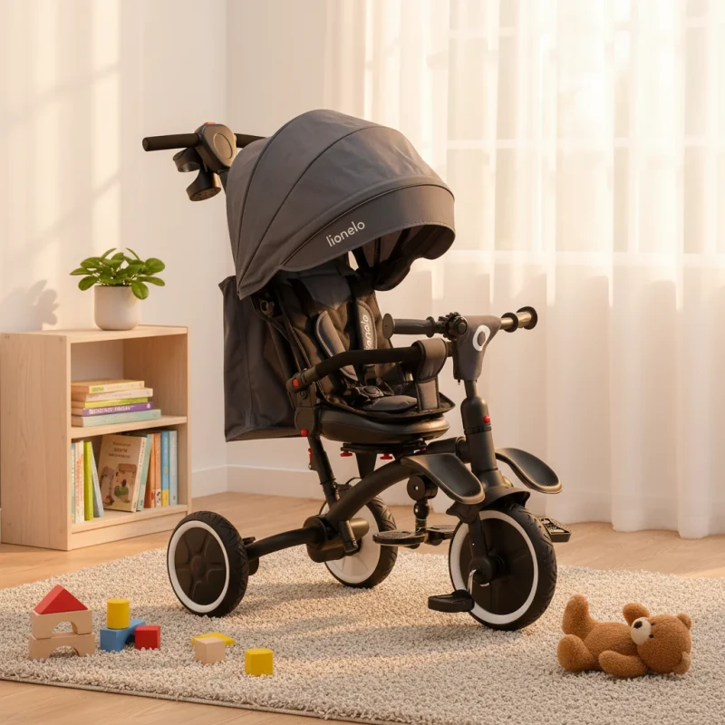 European Foldable Kids Tricycle with Canopy Tricolor