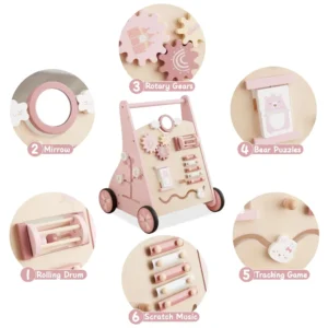 European Girl Style Baby Push Walkers Toddler Outdoor Baby Wood Walker Learning Activity Walker