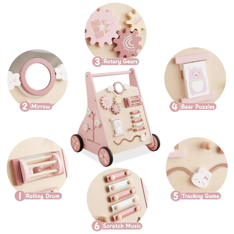 European Girl Style Baby Push Walkers Toddler Outdoor Baby Wood Walker Learning Activity Walker