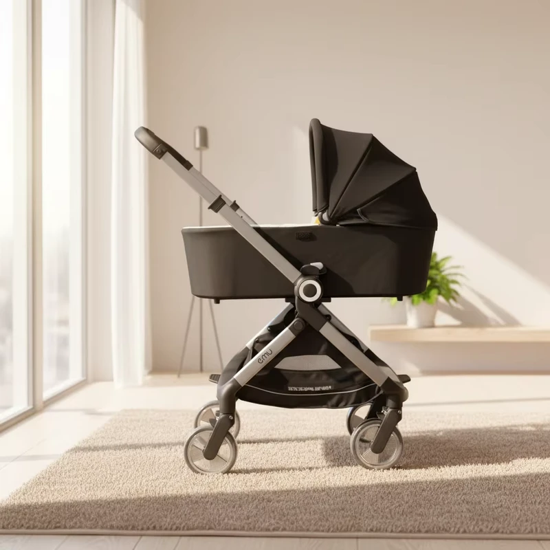 European Style 3 in 1 Foldable Aluminum Alloy Frame Baby Stroller with 4 PU Wheels and Car Seat for 0 3 Years Old