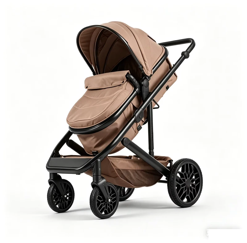 European Style Newborn Portable 3-in-1 Aluminum Alloy Baby Pram EN1888 ASTM Certified Lightweight 15kg Load Baby Stroller