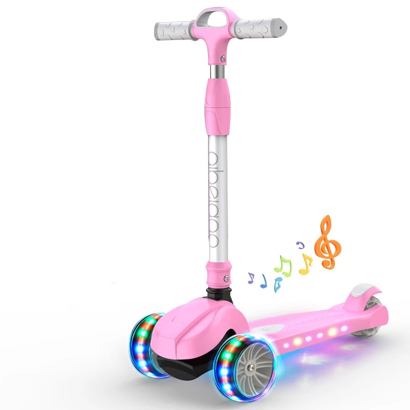 Extra Wide Deck Adjustable Handlebar Children's Scooter Foldable Scooter Kids 3 Wheels PU LED Foot Kids Kick Scooters