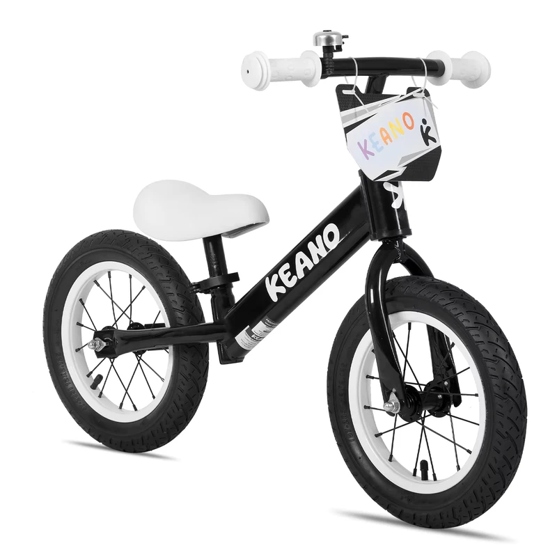 Factory 12 Inch Kids Balance Toy Bike High Carbon Steel Frame With Bell Wide Saddle 90% SKD Toddler Training Bike
