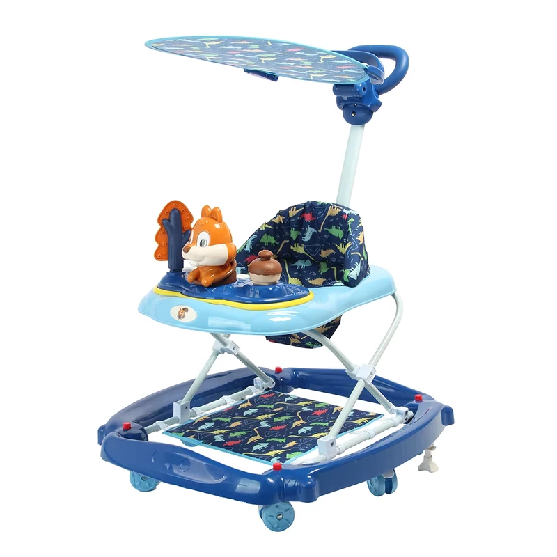 Factory 3 in 1 Multifunctional Cartoon Collapsible Rocker Baby Walker with Canopy