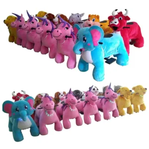 Factory Adult Riding Horse Toy Mechanical Plush Animal Ride on Electric Animal Toy with Wheels