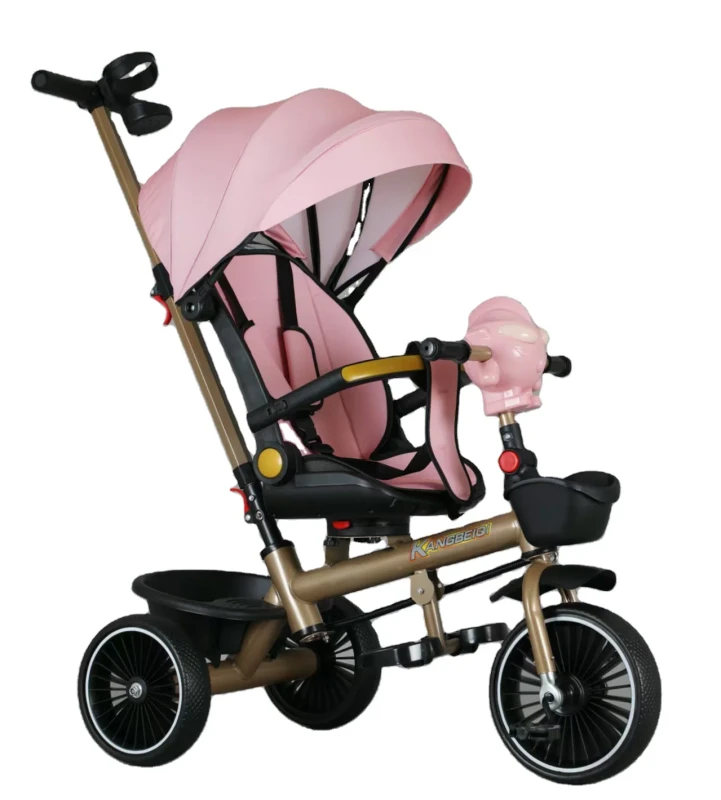 Factory Best selling 4 in 1 Baby Tricycle Plastic Three wheeled Fold Bike Adjustable Portable Stroller for Children Aged 1 6
