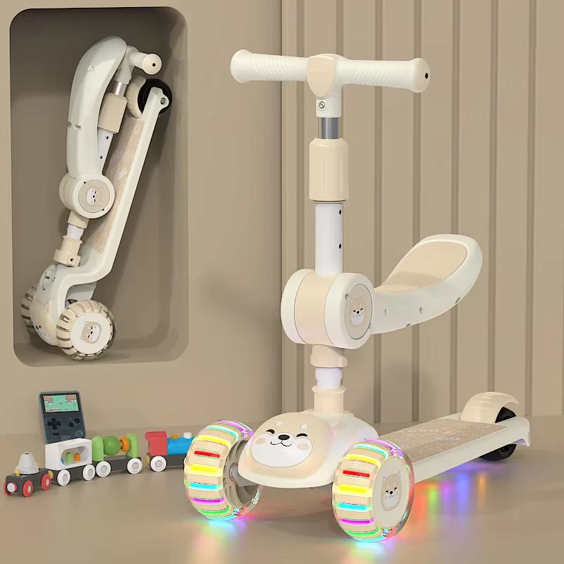 Factory Direct Sale Scooter for Kids Adjustable Height Kids Scooter Wide Deck PU Flashing 3 Wheels Children Kick Scooter