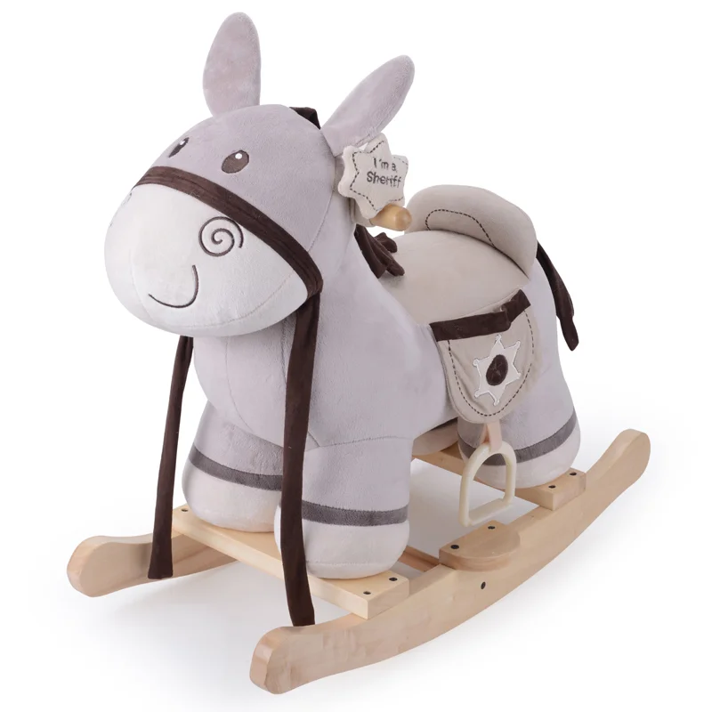 Factory Direct Sales Plush Toy Animal Rocking Horse Gray Donkey Rocking Horse Indoor Toy