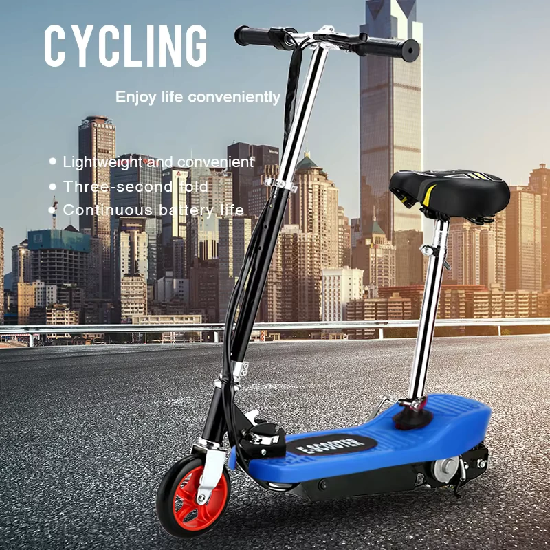 Factory Direct Steel Two wheel Electric Scooter for Kids with Seat Foldable 24V Solid PU Wheels for Outdoor Use Low Price