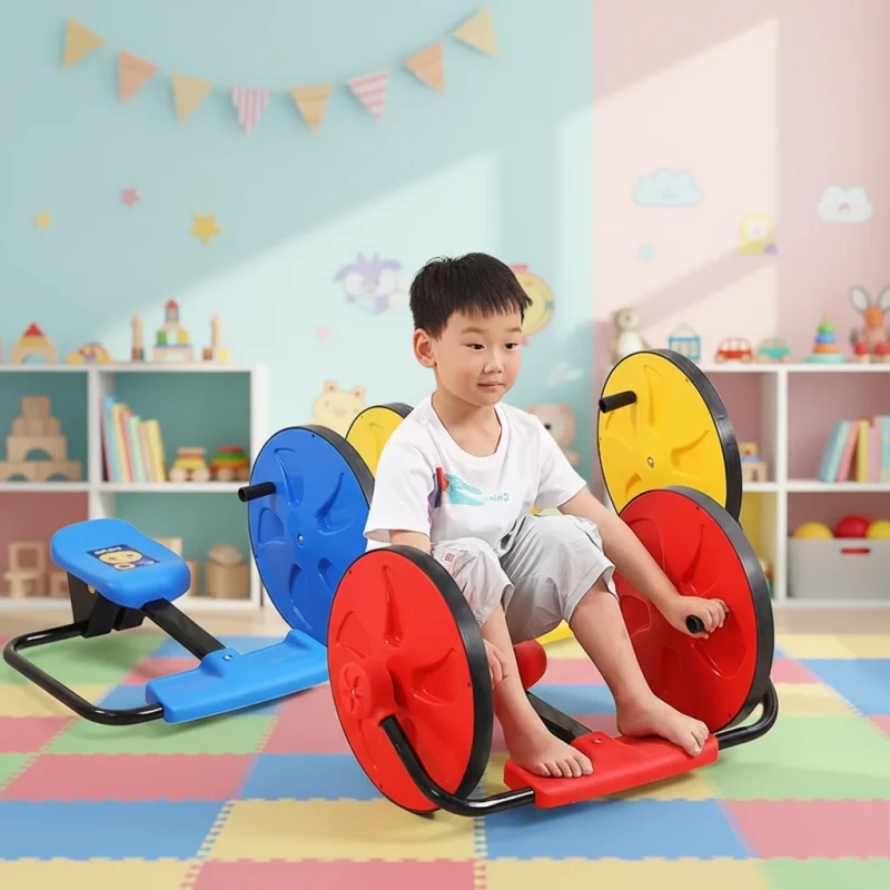Factory High Quality Indoor Folding 3-Wheel Metal Plastic Eco-friendly Exercise Kids 4-12 Years Old Unisex Swing Car