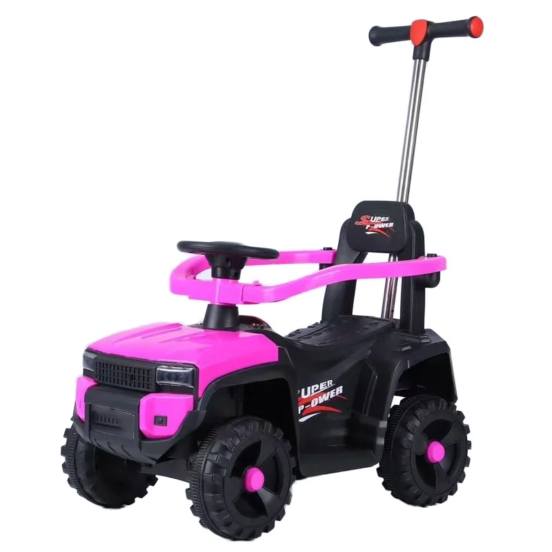 Factory High Quality Sliding Ride on Kids Slide Car Plastic Stroller Car 4 Wheels Baby Push Walker Toy Car with Push bar