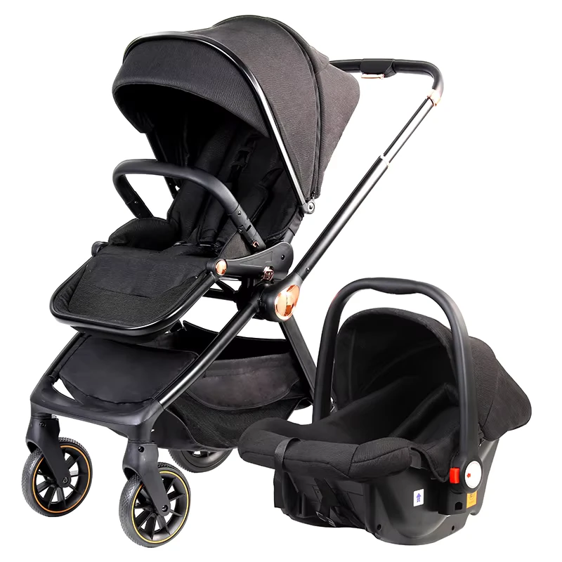 Factory Hot Selling 2-in-1 Baby Stroller Simple Fast Folding Lightweight Linen & Aluminum Alloy Frame All-Season Baby Stroller
