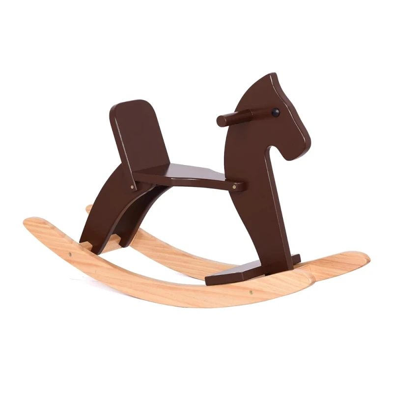 Factory Kids Solid Wooden Rocking Horse Baby Children Ride on Toy Animals Girl Asia Christmas Bow White