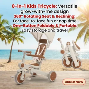 Factory Lightweight Travel 7 in 1 Baby Stroller Foldable Trike Stroller Balance Bike Baby Kids Tricycle Stroller