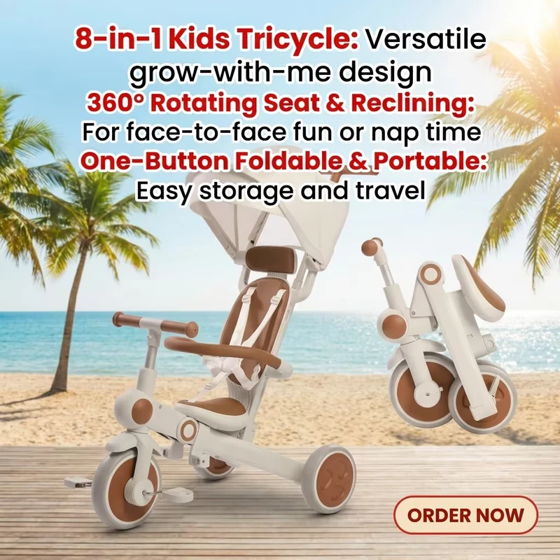 Factory Lightweight Travel 7 in 1 Baby Stroller Foldable Trike Stroller Balance Bike Baby Kids Tricycle Stroller