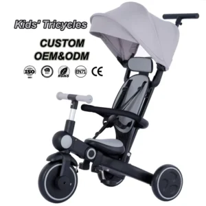 Factory OEM 9IN1 Easy Fold Toddler Baby Children Tricycle 3 Wheel Kids Trike Baby Tricycle Transfer to Balance Bike for Child