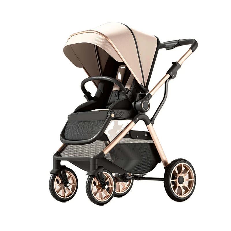 Factory Price 3 in 1 4 Wheel Portable Foldable Travel System Baby Stroller Car Compatible Stainless Steel Frame