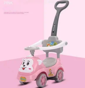 Factory Price Cartoon Easy Roller With Light&Music 4 Wheels Children Slide Hand Pushing Baby Swing Ride on Car