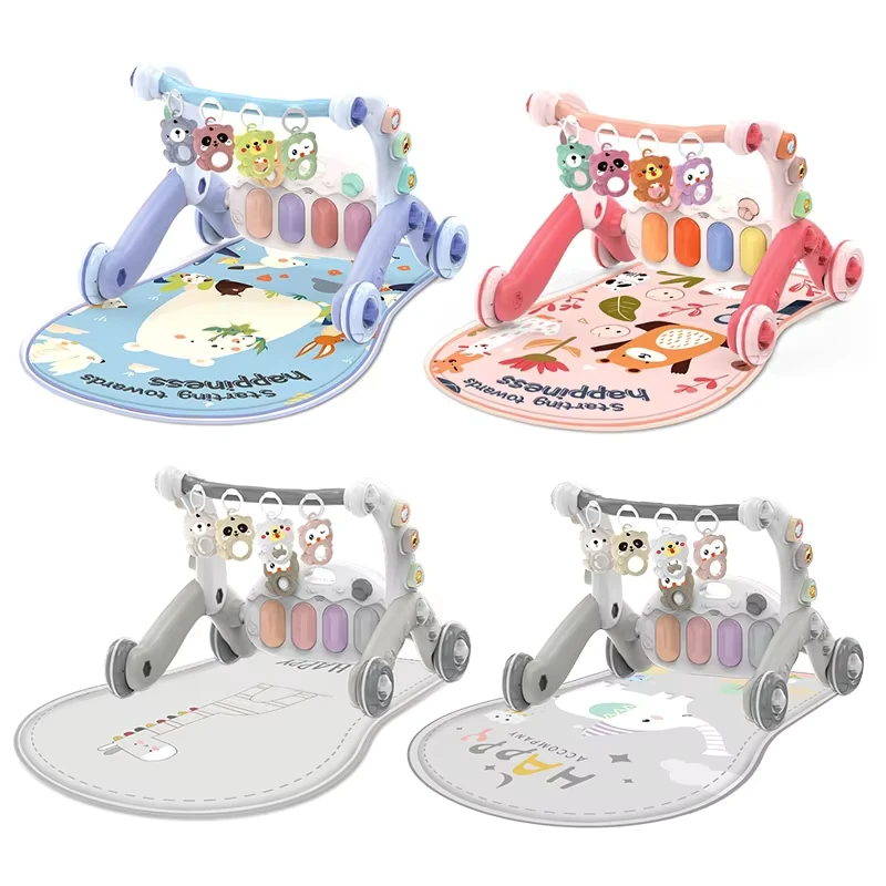 Factory Price Selling 6 in 1 Baby Walker Early Education Pedal Piano Toy Educational Baby Gym with Music Crawling Mat