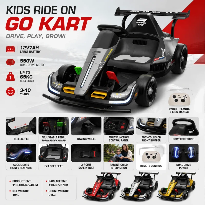 Factory Red Yellow Drift Go Kart Car Latest Kids Ride On Toy