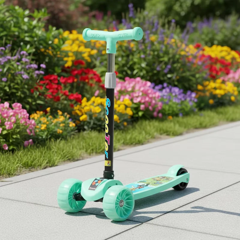 Factory Supply Custom Pattern Children's Scooter Adjustable Height 3 Wheels Foldable Plastic Kick Scooter 100kg Max Load