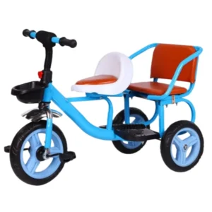 Factory Supply New Double person Enlarged Cargo Basket Children’s Tricycle Bicycle Plastic Material Double Seat Twin Tricycle