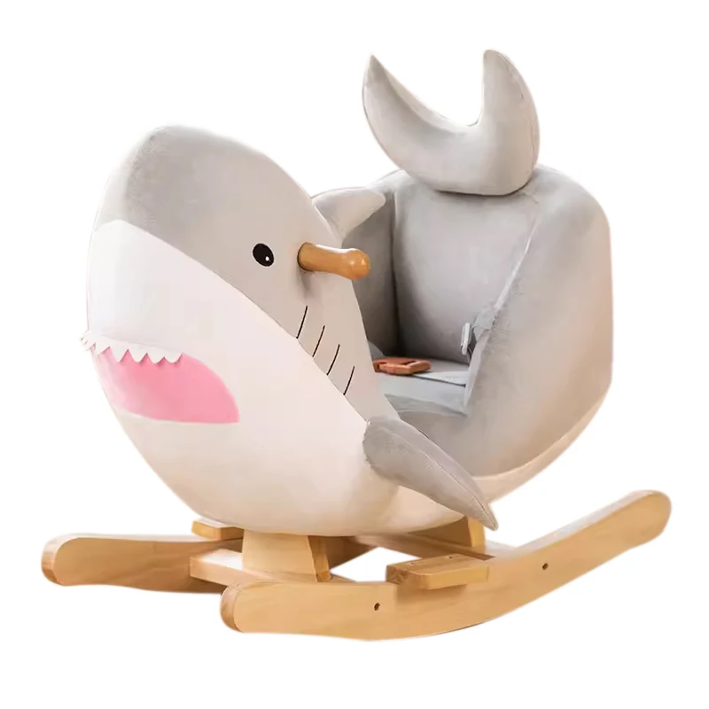 Factory Supply Stuffed Animal Rocking Chair Baby Plush Shark Rocking Horse for Kids