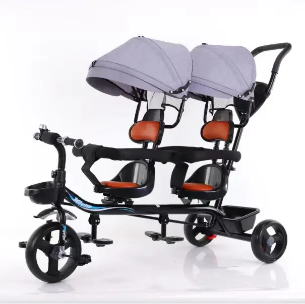 Factory Twin Tricycle Children's Double seat Bicycle Twin Baby Stroller 1 6 year old Baby Car with Steering Function