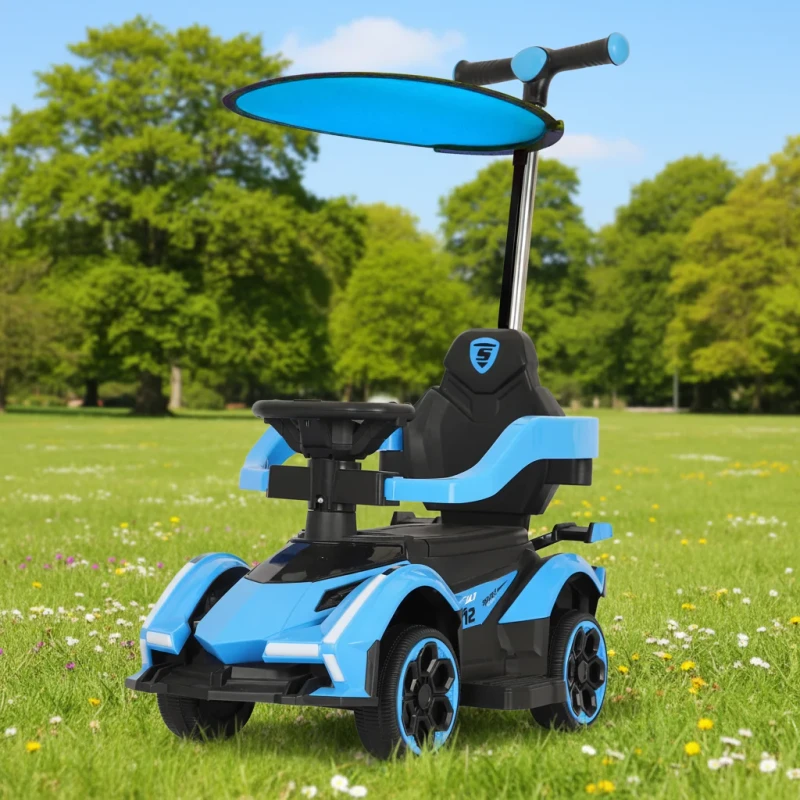 Factory's 3 in 1 Plastic Toy Kids Ride On Push Handle Car with Music & Light for Baby Drive