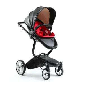 Fashion PU Leather Baby Stroller 2 in 1 Travel System and Bassinet