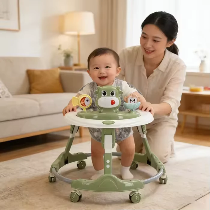 Fashion and Foldable Baby Walker with Wheels Converts to Push 0 3 Years Family Walker with Toy Dinner Plate